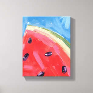Lienzo Sandía Roja Pintura de Frutas en Acuarela