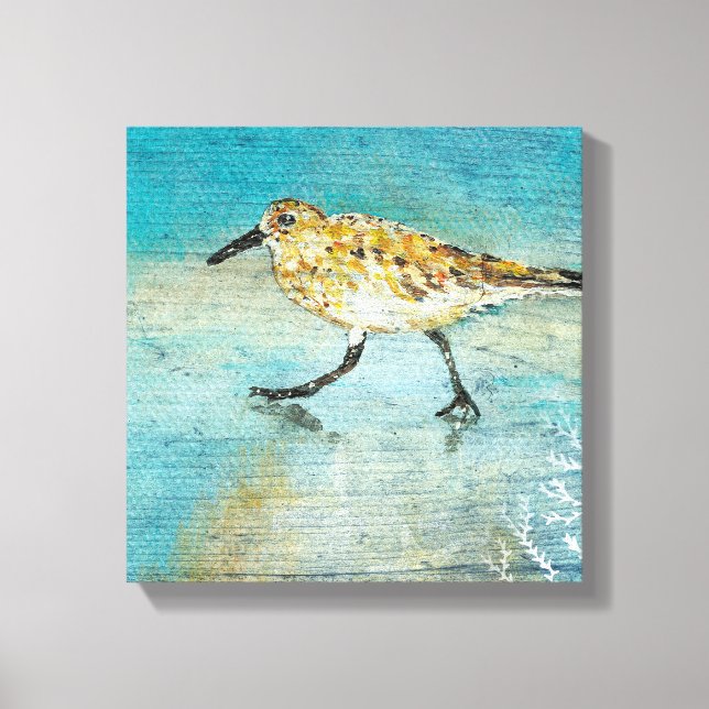 Lienzo Sandpiper Wading Shorebird Weatherman Look Canvas (Anverso)
