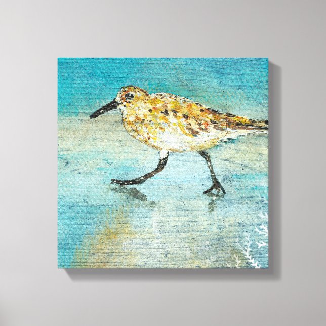 Lienzo Sandpiper Wading Shorebird Weatherman Look Canvas (Anverso)