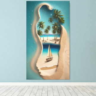 Lienzo Sandy Footprint Paradise: A Tropical Escape 