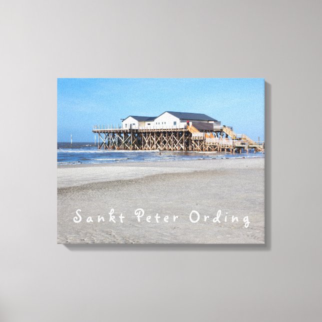 Lienzo Sankt Peter Ording House sobre pilotes foto con te (Anverso)