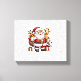 Lienzo Santa Claus americano sosteniendo regalo de jirafa
