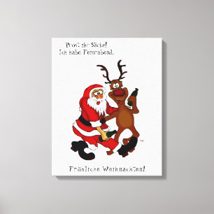 Lienzo Santa Claus con alce - Navidades felices