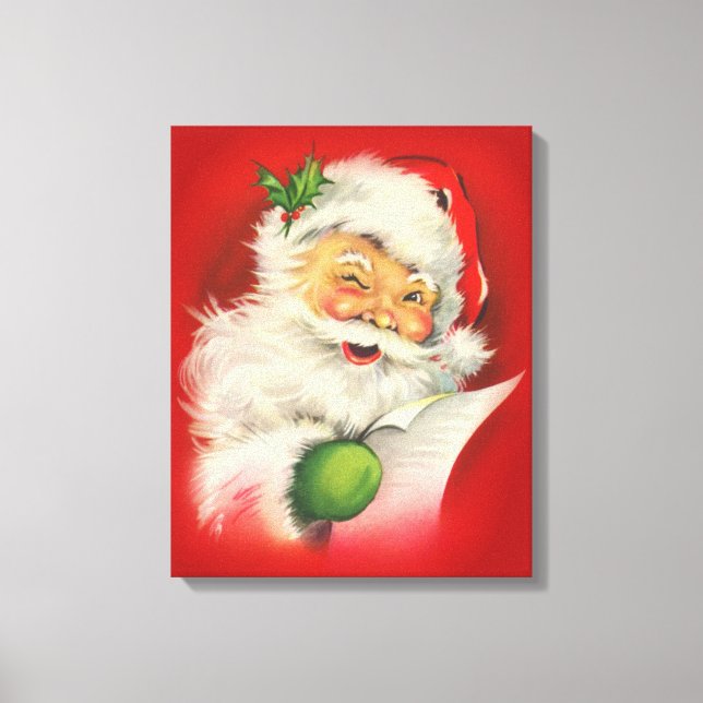 Lienzo Santa Claus de Navidad vintage (Anverso)