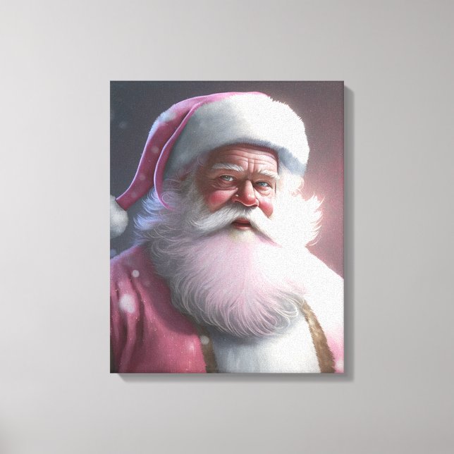 Lienzo Santa Claus Rosa Retro Vintage (Anverso)