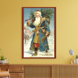 Lienzo Santa Claus Victoriano Antiguo con árbol de Navida