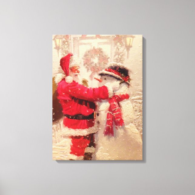 Lienzo Santa Claus y Snowman (Anverso)