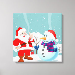 Lienzo Santa Claus y Snowman