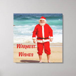Lienzo Santa Cláusula en Beach Warmest Desearía un humor