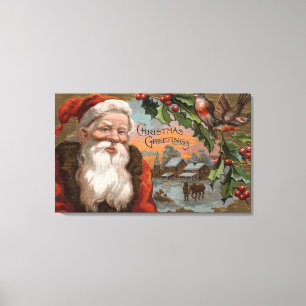 Lienzo Santa con el acebo, escena del pueblo