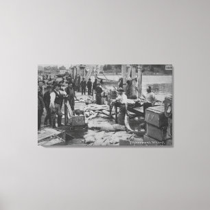 Lienzo Santa Cruz, CA - Escena del embarcadero de pescado