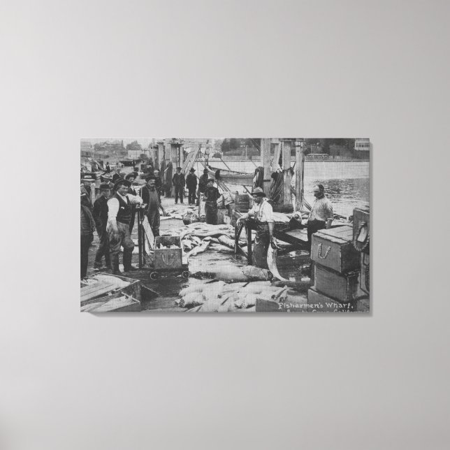 Lienzo Santa Cruz, CA - Escena del embarcadero de pescado (Anverso)