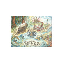 Santa Cruz California Mapa Ilustrado Mítico