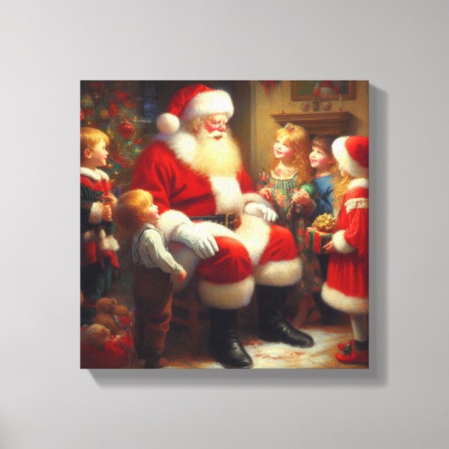 Lienzo Santa de Navidad con Niños 3 (Anverso)