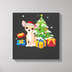Lienzo Santa divertido Chihuahua perro árbol de Navidad r