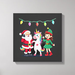 Lienzo Santa Elfo Unicornio Haciento Christmas Niños Homb