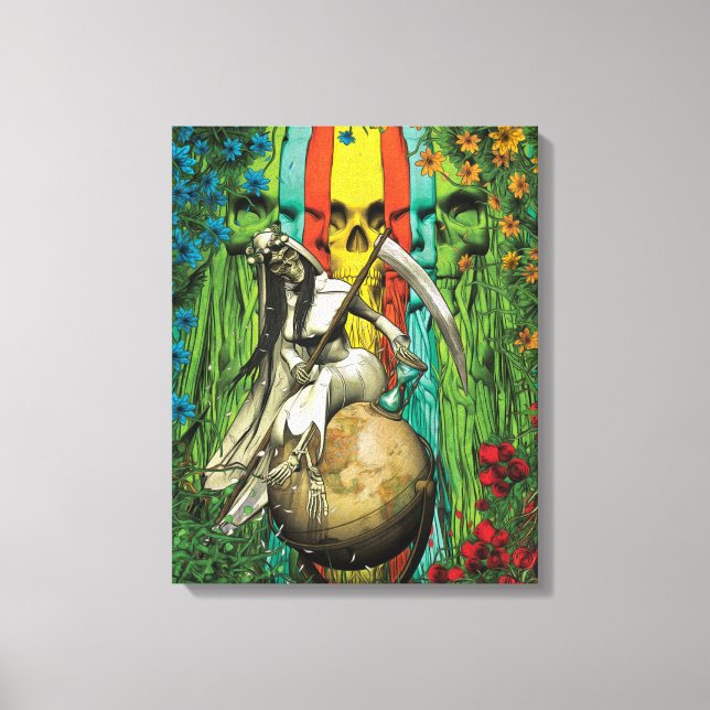 Lienzo Santa Muerte Tarot - El mundo (Anverso)