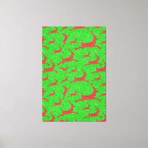 Lienzo Santa Reno Brillante Verde Rojo Feliz Navidad