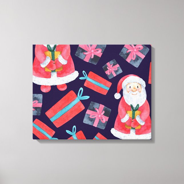 Lienzo Santa sonriente, Navidades de acuarela sin inconve (Anverso)