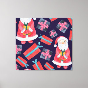 Lienzo Santa sonriente, Navidades de acuarela sin inconve