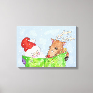 Lienzo Santa y Rudolf con el gentil de la lista