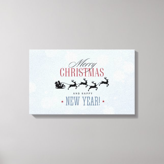 Lienzo Santa y sus Navidades de Silhouette de renos volad (Anverso)