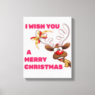 LIENZO SANTA'S REINDEER TE DESEA UNA FELIZ NAVIDAD