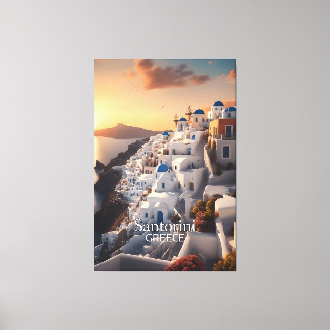 Lienzo Santorini, Grecia: Inolvidable Paraíso Vacacional (Anverso)