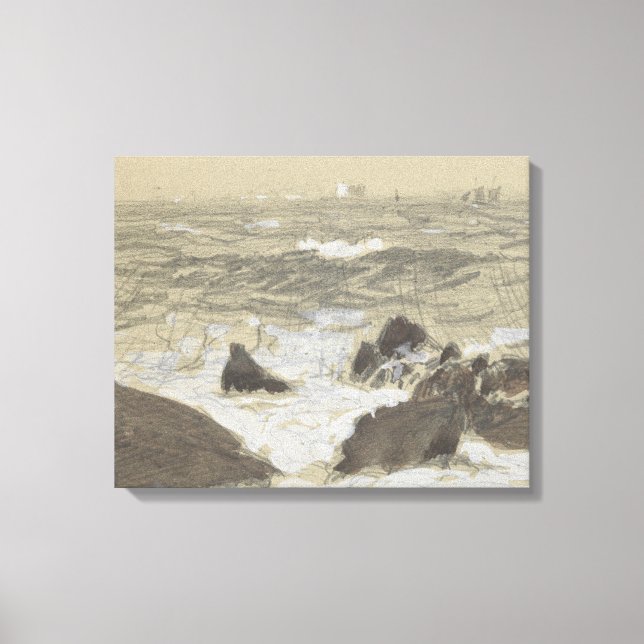 Lienzo Sargento John Singer - Olas rocas rotas (Anverso)
