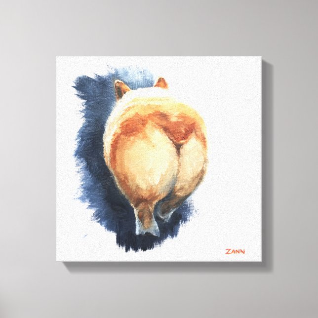 Lienzo Sassy Corgi Butt Canvas Print 12" x 12" (Anverso)