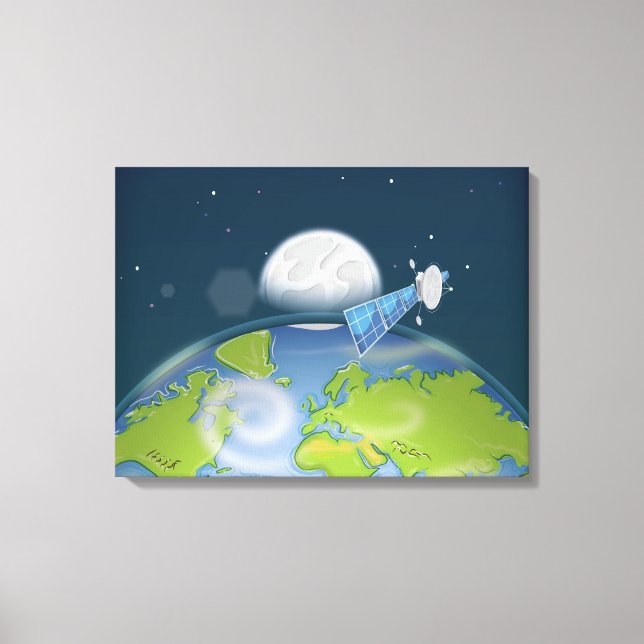 Lienzo Satélite orbitando el planeta Tierra (Anverso)