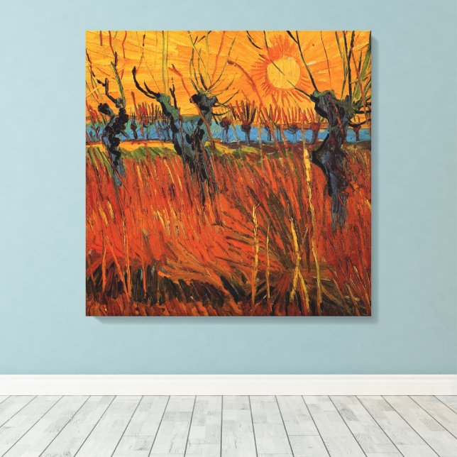Lienzo Sauces al atardecer de Vincent van Gogh (Insitu (piso de madera))