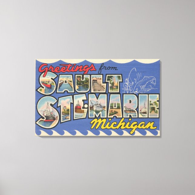 Lienzo Sault Ste Marie, Michigan - Letra grande (Anverso)