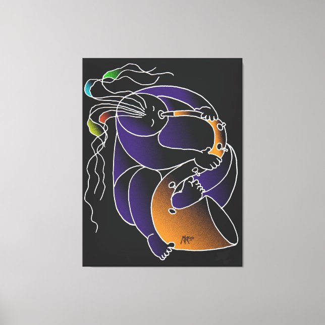 Lienzo Saxophone in C major - Ink drawing and digital man (Anverso)