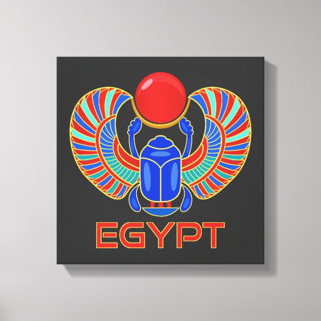 Lienzo Scarab egipcio con la palabra Egipto (Anverso)