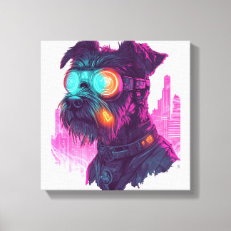 Lienzo Schnauzer Cyberpunk � Perro Neon Futurista