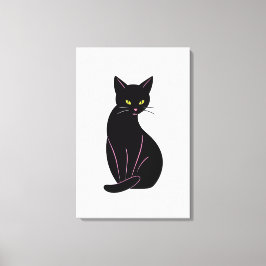 Lienzo Schwarze Katze Minimal Illustration