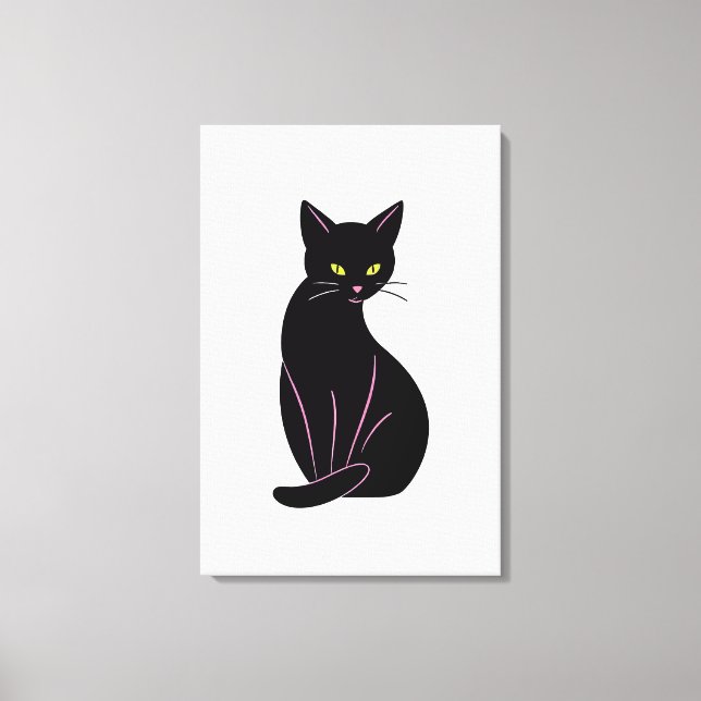 Lienzo Schwarze Katze Minimal Illustration (Anverso)