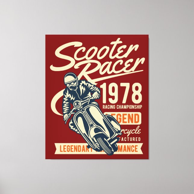Lienzo Scooter Racer Vintage Retro Style (Anverso)