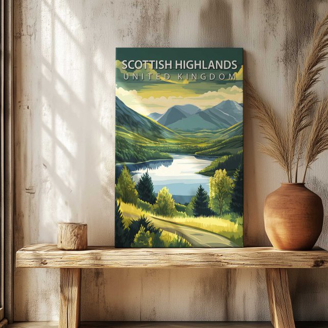 Lienzo Scottish Highlands Travel Poster Canvas Print Art (Scottish Highlands Travel Poster Canvas Print Art by TinkPrints.)