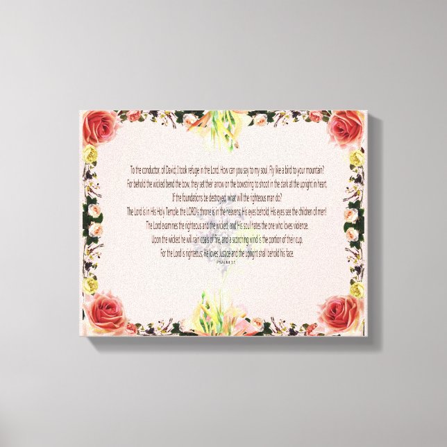 Lienzo Scripture, Psalm 11, Colorful Flower (Anverso)