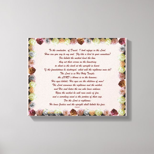 Lienzo Scripture, Psalm 11, Flowerful (Anverso)