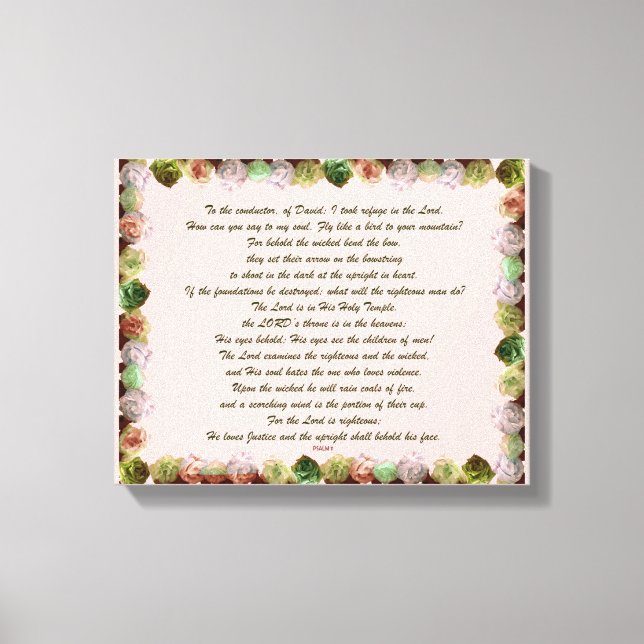 Lienzo Scripture, Psalm 11, Green Gray Roses (Anverso)