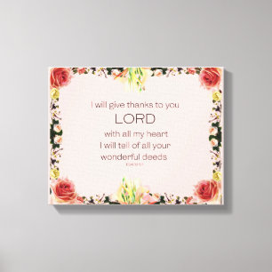 Lienzo Scripture Psalm 9, Floral