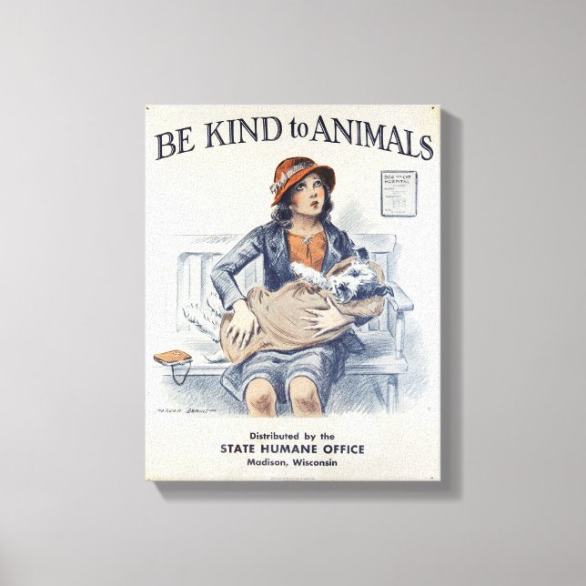 Lienzo Sé amable con los animales - Póster vintage (Anverso)