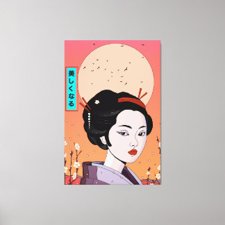 Lienzo Sé bella chica geisha