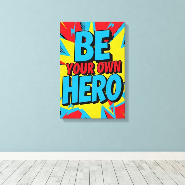 Lienzo Sé tu propio estilo de comic pop-art de héroe (Insitu (piso de madera))