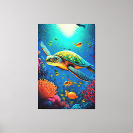 Lienzo Sea Turtle Beach House Ocean Marine Life Animals