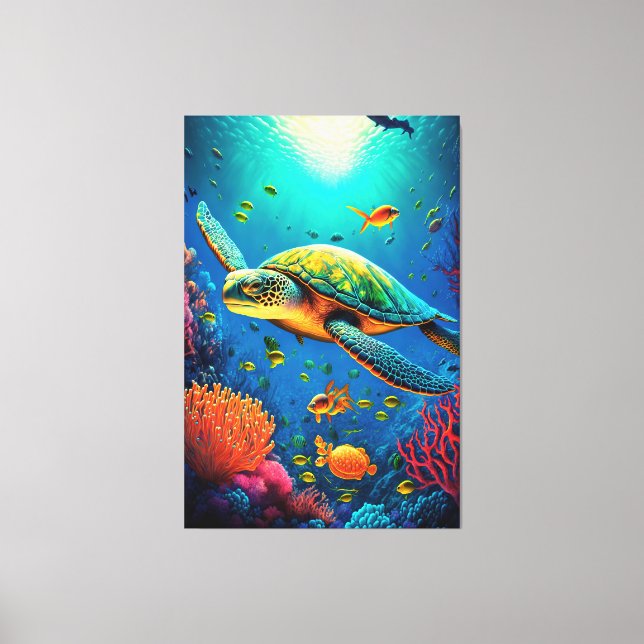 Lienzo Sea Turtle Beach House Ocean Marine Life Animals (Anverso)