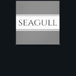 Lienzo SEAGULL Estilizan las rayas de Carreras blanca gri<br><div class="desc">Este diseño costero presenta texto SEAGULL dentro de bandas de carreras de centro blanco contra rayas exteriores de gris claro. El texto se puede personalizar.</div>